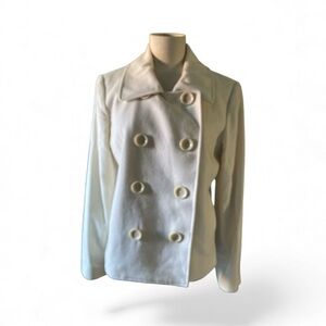 Bloomingdale’s Sutton Cashmere Cropped Double‑Breasted Jacket Cream Size 10